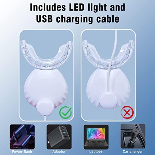 LED светло за белење на заби на еоицеох, 10x помоќна сина LED акцелераторска светлина за комплет за белење на заби поврзана со USB за домашна