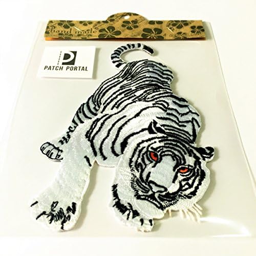 Портал за лепенка бел тигар 6 инчи животински животински предатор везени апликации