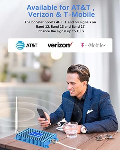 Засилувач на сигнал за мобилни телефони за Verizon и AT&T Boost 4G LTE 5G податоци и глас 700MHz опсег 12/13/17 Посветен мобилен сигнал засилувач