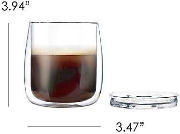 Поедноставно - Изолирана чаша со двоен wallид со капаче, издржлива кригла за пиење, совршени стаклени садови за кафе, чај и вино