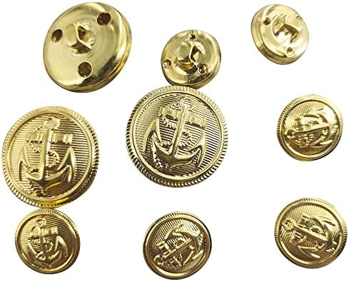 Копче за метално копче за бронзено сидро од 16 парчиња, замена на копчето за шиење за униформа јакна од палто, блејзер, 6 парчиња 20мм