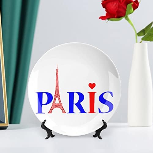 Љубов Срце Париз Ајфеловата Кула Коска Кина Декоративна Плоча Керамички Плочи Занает Со Штанд За Прикажување За Декорација На Ѕидови