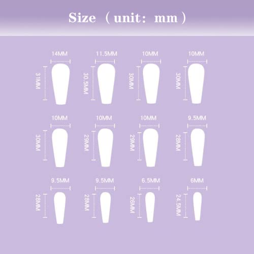 Ковчег Лажни Нокти Долг Балет Целосно Покривање Притиснете На Ноктите 24 Парчиња Светло Виолетова Со Дијамант француски Врв За