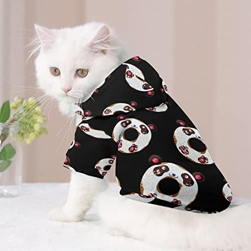 Смешна панда крофна куче качулка пуловер џемпер мека облека за миленичиња облечена со качулка од палто за кучиња мачка
