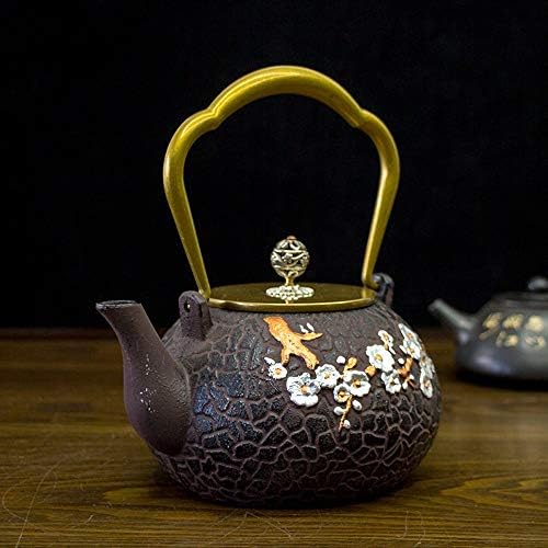 Ironелезен чај котел Ironелезо црно зем чај тенџере котел 1200mla две лица чајник јапонски стил рачно изработен железен чајник чајник, пибм,