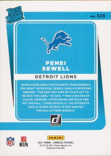 Penei Sewell RC 2021 Donruss 328 Rookie Lions со оценка на дебитанти NM+ -MT+ NFL фудбал