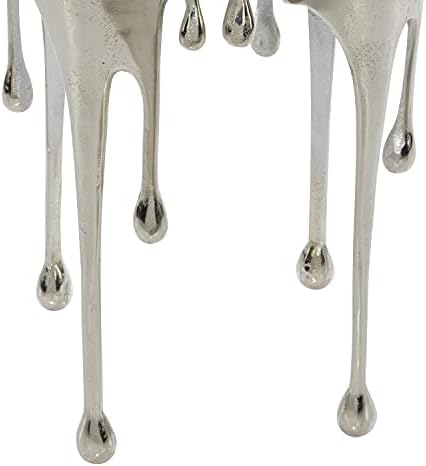 Деко 79 Алуминиум Капе Акцент Маса Со Топење Дизајнирани Нозе И Засенчени Стакло Врвот, 16 х 16 х 24, Сребро