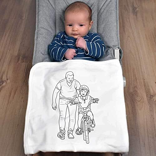 Азида „Татко што предава син велосипедизам“ памучно бебе ќебе/шал