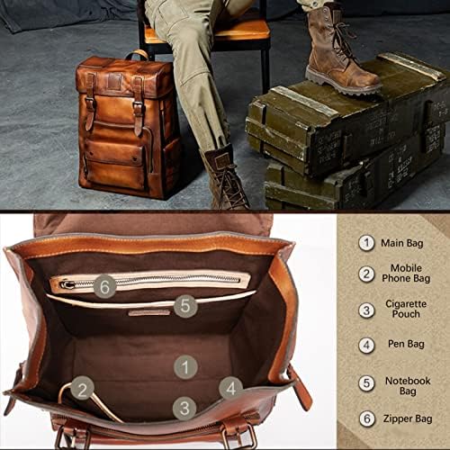 Jynqr кожа ранец за мажи со голема капацитет училишна торба со повеќе џебови лаптоп ранец за патувања