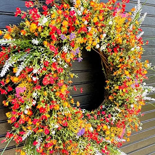 Ајбал пролетен венец за влезна врата | Вештачки цвеќиња на маргаритки пролетни венци за свадби | Велигденски украси забава за