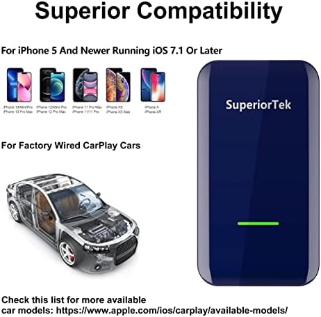 SuperiorTek 5.0 Безжичен Адаптер За Карплеј За Сите Фабрички Жични Автомобили Carplay Dongle Конвертира Жичен во безжичен carplay top1A19