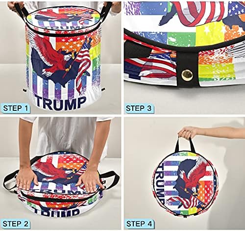 Американско знаме за поп-ап алишта за алишта со капаче за преклопување на капакот со рачки патент за складирање што може да се склопи