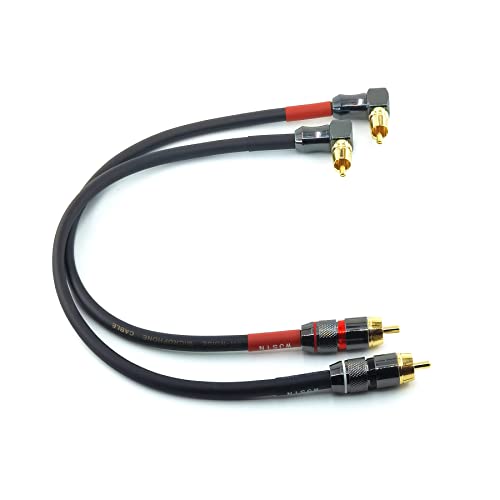 WJSTN-055 90 степени десен агол RCA кабел за кабел Аудио кабел RCA машки до машки аудио видео кабел за сабвуфер, HDTV, засилувачи, домашно