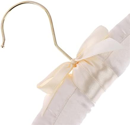 Lysldh 5pcs 38cm беж/бел сатен собрана горната закачалка облека палто за палто Златни куки