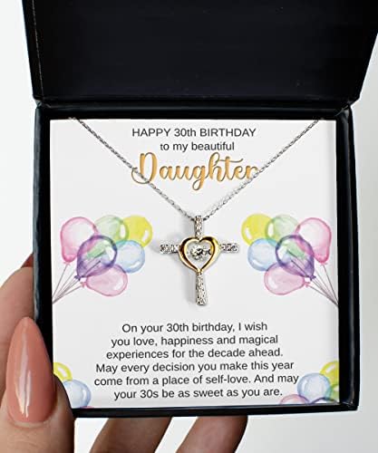 Daughterерка 30 -ти роденденски подарок, ѓердани, ѓердан од срцев вкрстен во САД - ѓердан за вкрстено танцување
