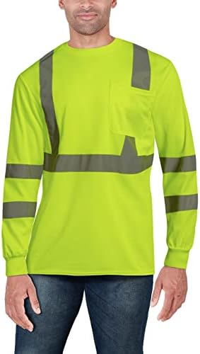 Bass Creek Outfitters Машки ANSI/ISEA класа 3 кошула со висока видливост - 2 пакувања Кошула за безбедност на градежништво: Рефлективно