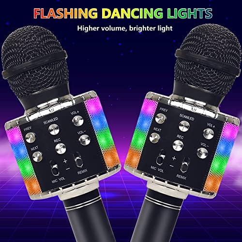Тофун Караоке микрофон за деца, безжичен Bluetooth рачен преносен пеење караоке микрофон со LED светла подарок за девојчиња