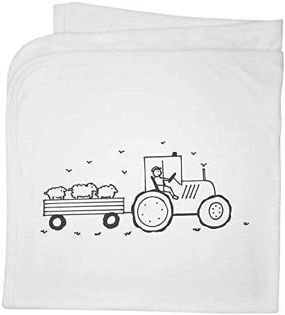 Azeeda 'трактор што влече овци' памучно бебе ќебе/шал