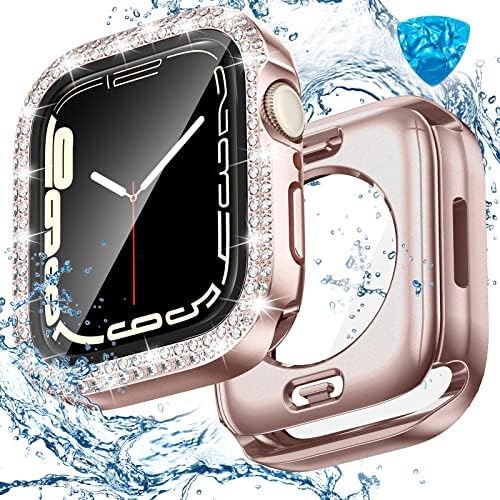 [2 во 1] Готон за водоотпорна серија на кутии на Apple Watch SE / 6/5 / 4 40мм заштитник на екранот, Diamond Apple Watch Cover со заштитен