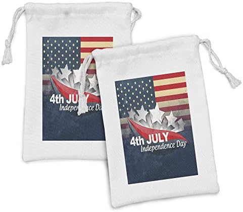 Амбесон 4 јули Ткаенина Торбичка Сет од 2, Американско Знаме Позадина Со Ѕвезди И Вртеше Апстрактни Ленти Патриотски Дизајн,