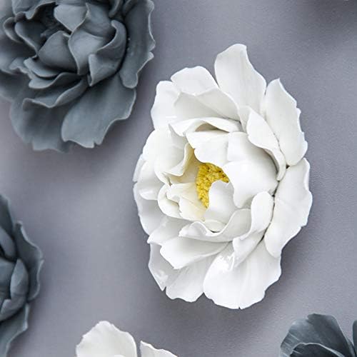 Lioobo wallиден керамички цвет што виси керамички цвет украс рачно изработен исклучителен 3D Peony лотос керамички занаетчиски декор приврзок за