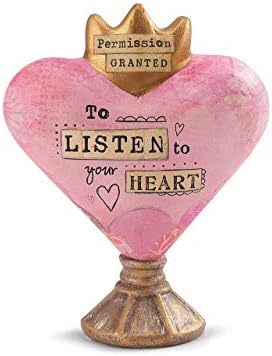 Дозвола Демдако дадена да слуша срцево розово 6 x 3 фигура на скулптура со хартија