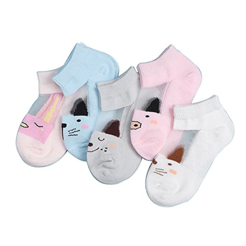 Fqiao бебе 3-5 години девојки чорап памук 5 пакува тенки кратки летни унисекс момчиња чорапи за одење m големина