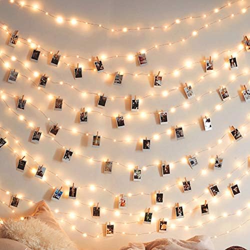 50 LED диоди Фото клипови String Fairy Lights Battery Powered Decoration За дневна соба Спална соба во затворена Божиќна забава за