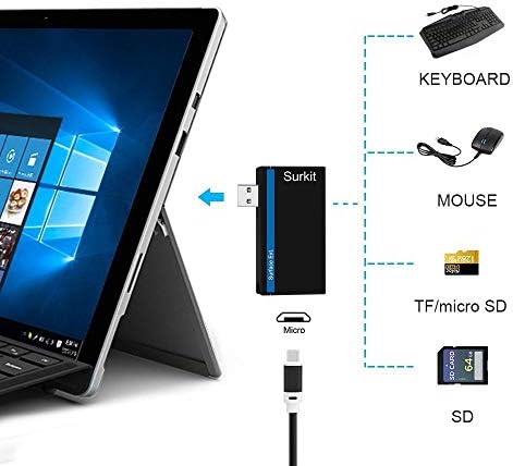 Navitech 2 во 1 лаптоп/таблет USB 3.0/2.0 Hub адаптер/микро USB влез со SD/Micro SD картички читач компатибилен со Lenovo ThinkPad x1 Carbon