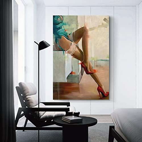 Секси жена црвени потпетици постер жена секси нозе масло на платно уметност жена соба декор платно wallидни уметности за wallидни