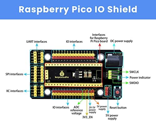 Keyestudio Raspberry Pi Pico 37 сензори во 1 кутија за стартување на кутии, 55 проекти Micropython C програмирање и учење на електроника
