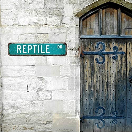 Рептил улица потпишува метал ретро гроздобер рептил пат за калај знаци за соби спална соба човек пештера гаража паб декор подарок, декор на влекачи,
