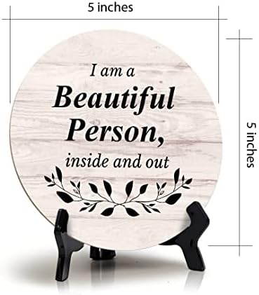 Јас Сум Убава Личност, Внатре И Надвор Дрво Боја Круг Табела Знак