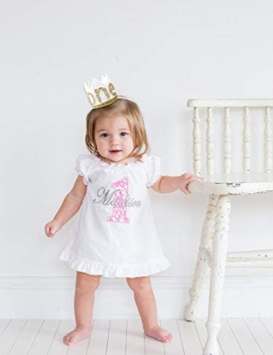 Ваух Бебешка Круна за 1 Роденден - Прва Роденденска Лента За Глава, Сјајна Круна