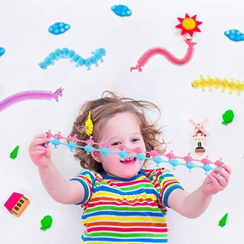 10 парчиња истегната жица со сензорна играчка со еднорог и гасеници црви играчки Фазиски црви тестенини за стрес играчка играчка за