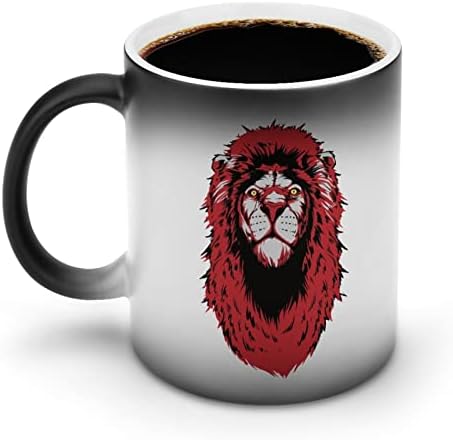 Црвена Коса Лав Глава Креативни Промена На Бојата Керамички Кафе Чаша Топлина Менување Кригла Смешно За Домашна Канцеларија