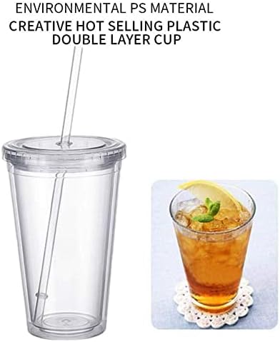 1 ПАРЧИЊА Мраз Со Двојни ѕидови Ладен Пијалок Сок Од Кафе Чај Чаша Шолја Смути Пластика Патување СО Ледена Слама ЗА Повеќекратна Употреба D1X4