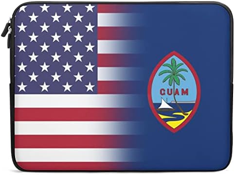 Случајот за лаптоп на лаптоп со знаме на САД и Гуам, заштитен лаптоп торба за торбички, кој носи куќиште за мажи за жени 12инч