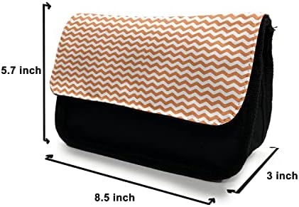 Зачудувачки куќиште со молив од портокал, бранови рачно нацртана форма, торба со молив со ткаенини со двоен патент, 8,5 x 5,5, портокалово