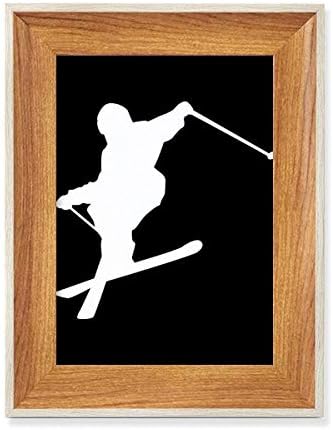 МекЈС Спорт Ски -табла Црна скијачка силуета десктоп дрвена фото рамка приказ на слика уметност со повеќе комплети