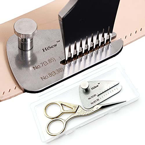 Hisew- Кожа за шиење за шиење на плочата за влечење и комплет за ножици, дијамантски лакинг длето или колега за помош на железо, алатки за кожни
