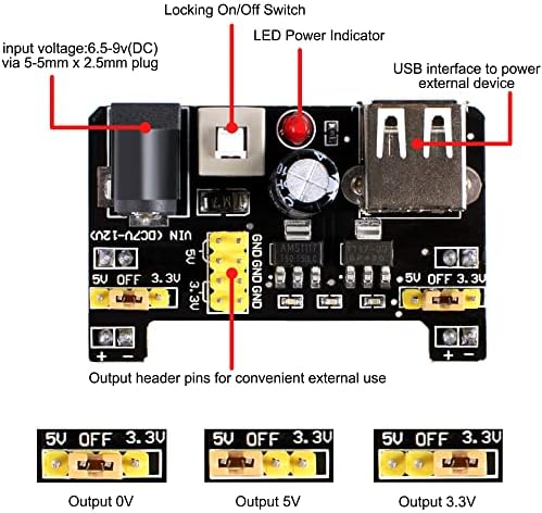 Основен комплет за стартување на Miuzei за проекти на Arduino, леб, жици од скокач, напојување, отпорници, LED, електронски комплет компатибилен
