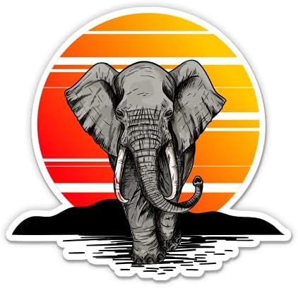 GT Graphics Express Express Elephant Sunset Africa - 3 налепница за винил - за телефон со шише со вода за лаптоп - водоотпорен