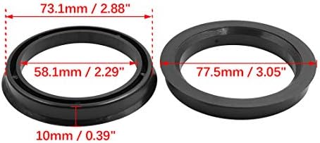 X Autohaux Car Hub Centric Rings Wheel Bore Center 73.1 до 58,1 mm - 4 парчиња црна пластика