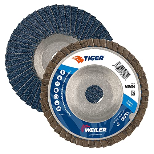 Вајлер 50503 4 Абразивен диск за размавта на тигар, конусна, алуминиумска поддршка, 40z, 5/8 арборска дупка, направена во САД