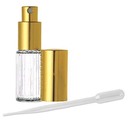 Гранд парфими стакло фино парфем атомизатор, шише со стакло со ребра, злато распрскувач 1/4 мл 7,5 мл