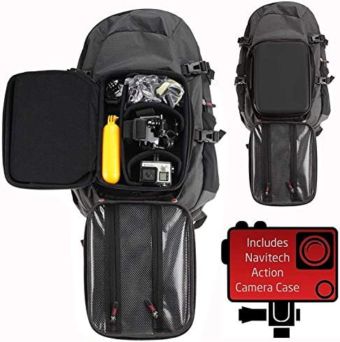 Ранец на ранец и сива складирање на камерата Navitech со интегрирана лента за градите - компатибилен со Action Camera Conture 720p Action Camera
