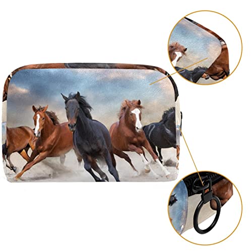 Коњите Трчаат на Пустинска Бура Мала Торбичка За Шминка За Чанта Патување Козметичка Торба Пренослива Тоалетна Торба За Жени Девојки Подароци