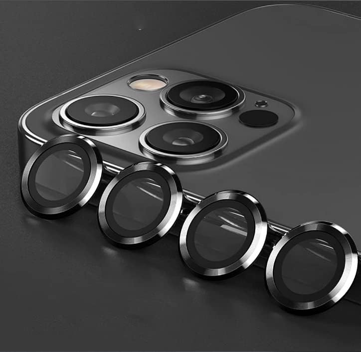 ХАИСАИД за iPhone 12 Pro Max Заштитник На Објективот На Фотоапаратот, Заштитна Фолија За Метални Независни Леќи (Црна )