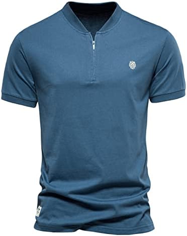 Озммијан маж за голф кошула со кратки ракави Хенли кошули без атлетска маица четвртина од четвртина патент случајни тенок вклопуваат основни врвови